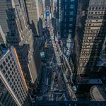 Looking down at Times Square